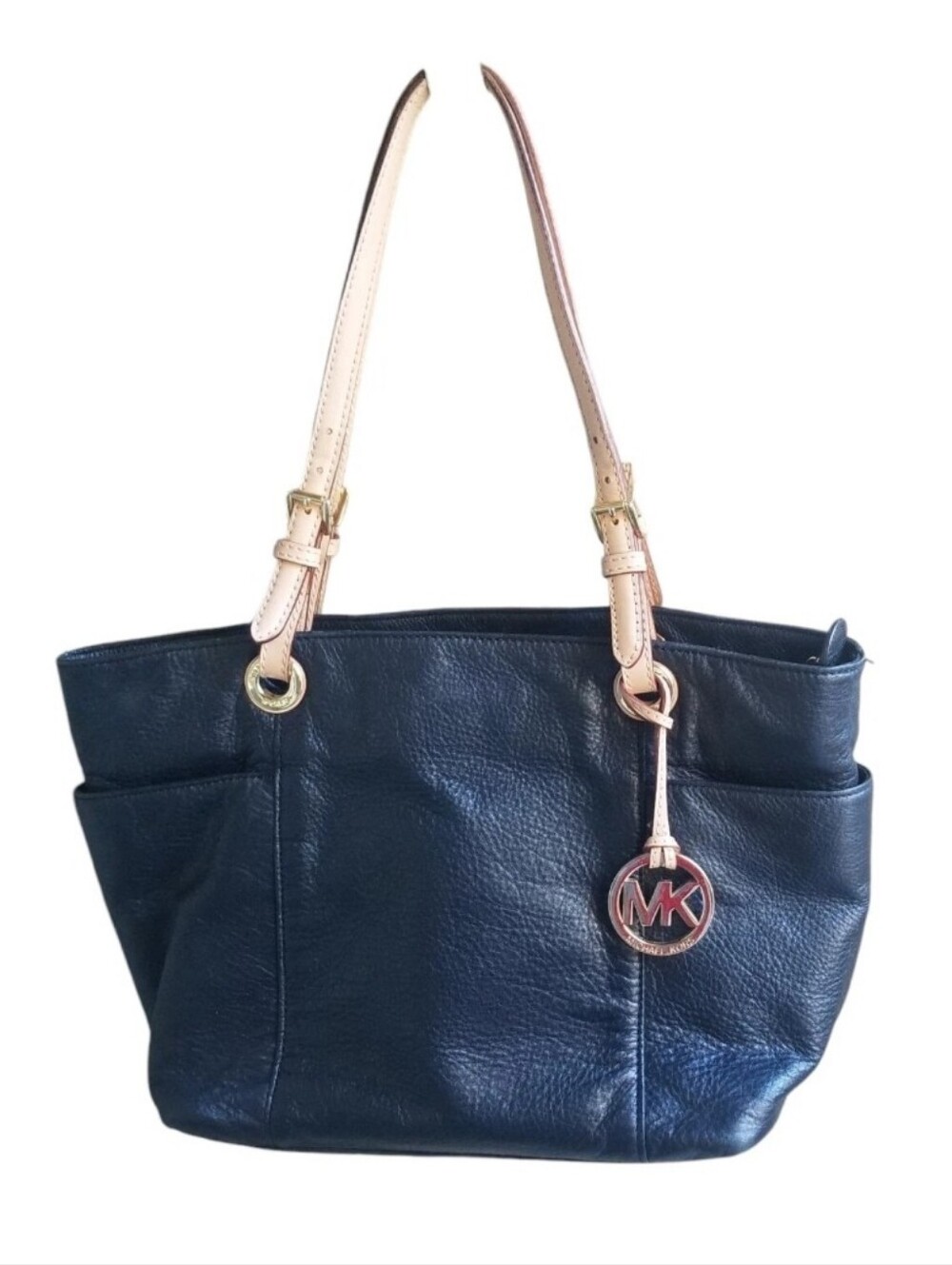 Michael Kors Black Handbag Purse Saffiano Leather Tote Gold Hardware